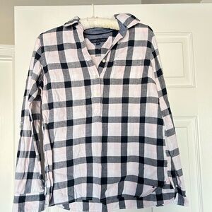 Tommy Hilfiger Dark Blue, Pink and White Plaid flannel type top